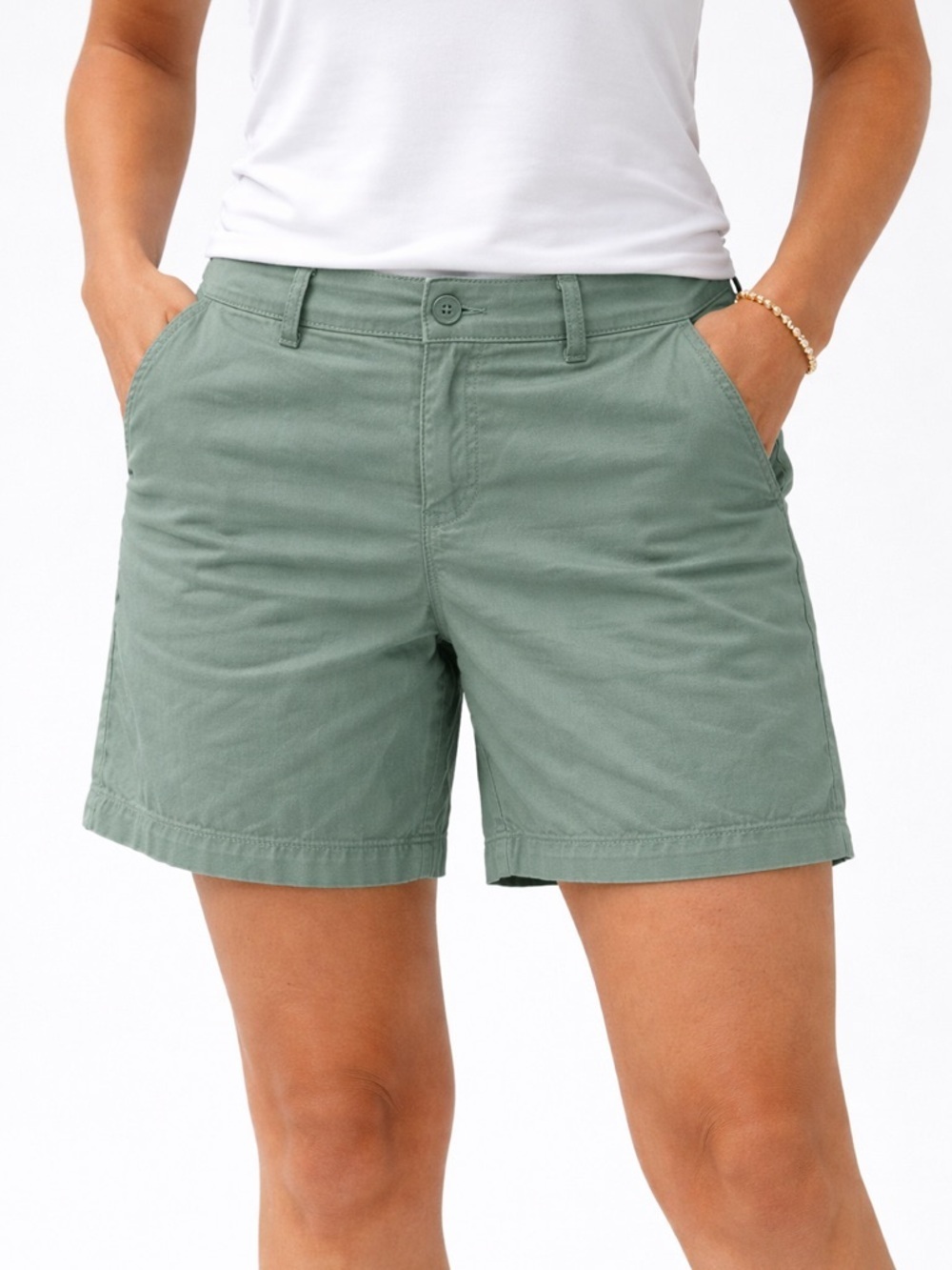 Columbia Womens 10 Green Chino Shorts 100% Cotton